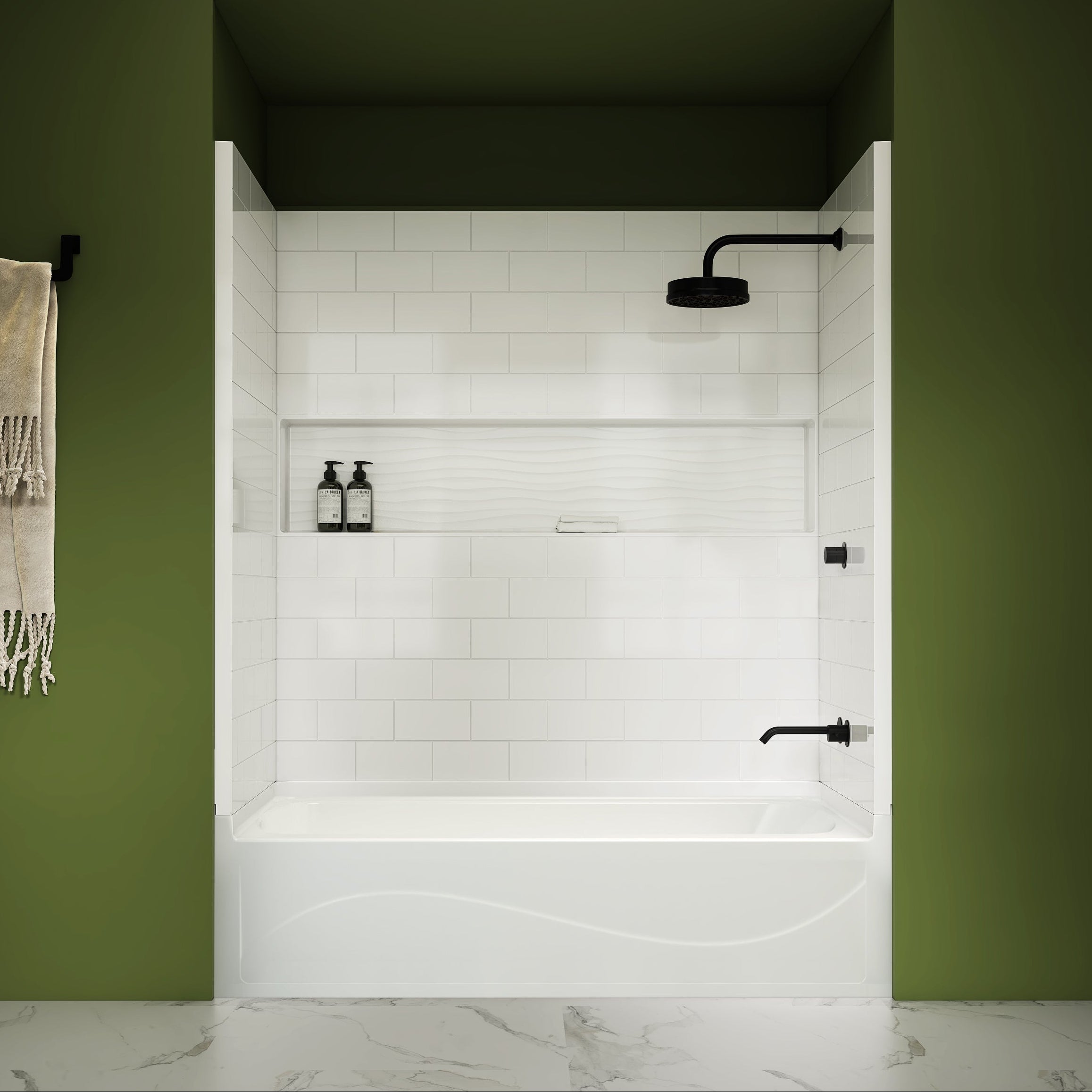 TubFlex 4N-B MODX™ SMC Bath Module – 3-Wall Tub Surround with Split Back Panel & Recessed Niche