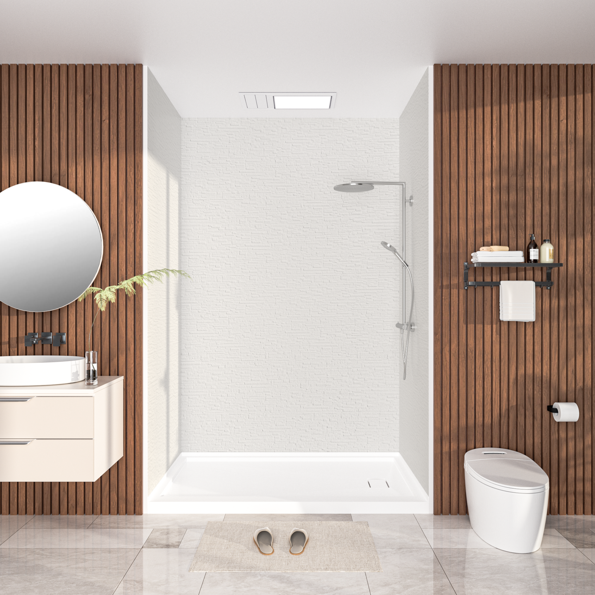 Slate Rock Solid Series SMC 3-Wall Shower Surround Kit