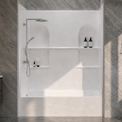 TubFlex 4N-A MODX™ SMC Bath Module – 3-Wall Tub Surround with Split Back Panel & Shelves