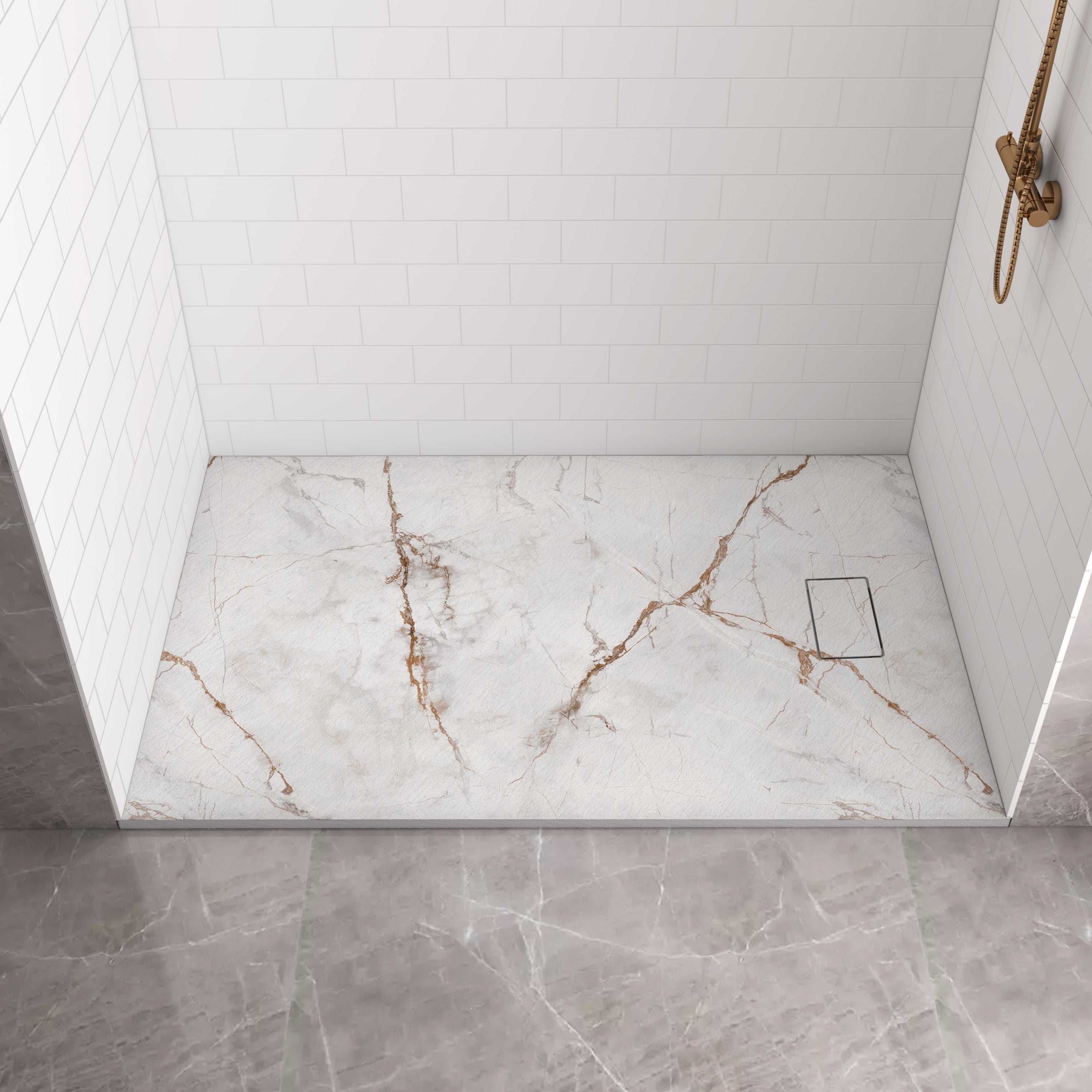 Colored Shower Base with Side Drain (No Flange)