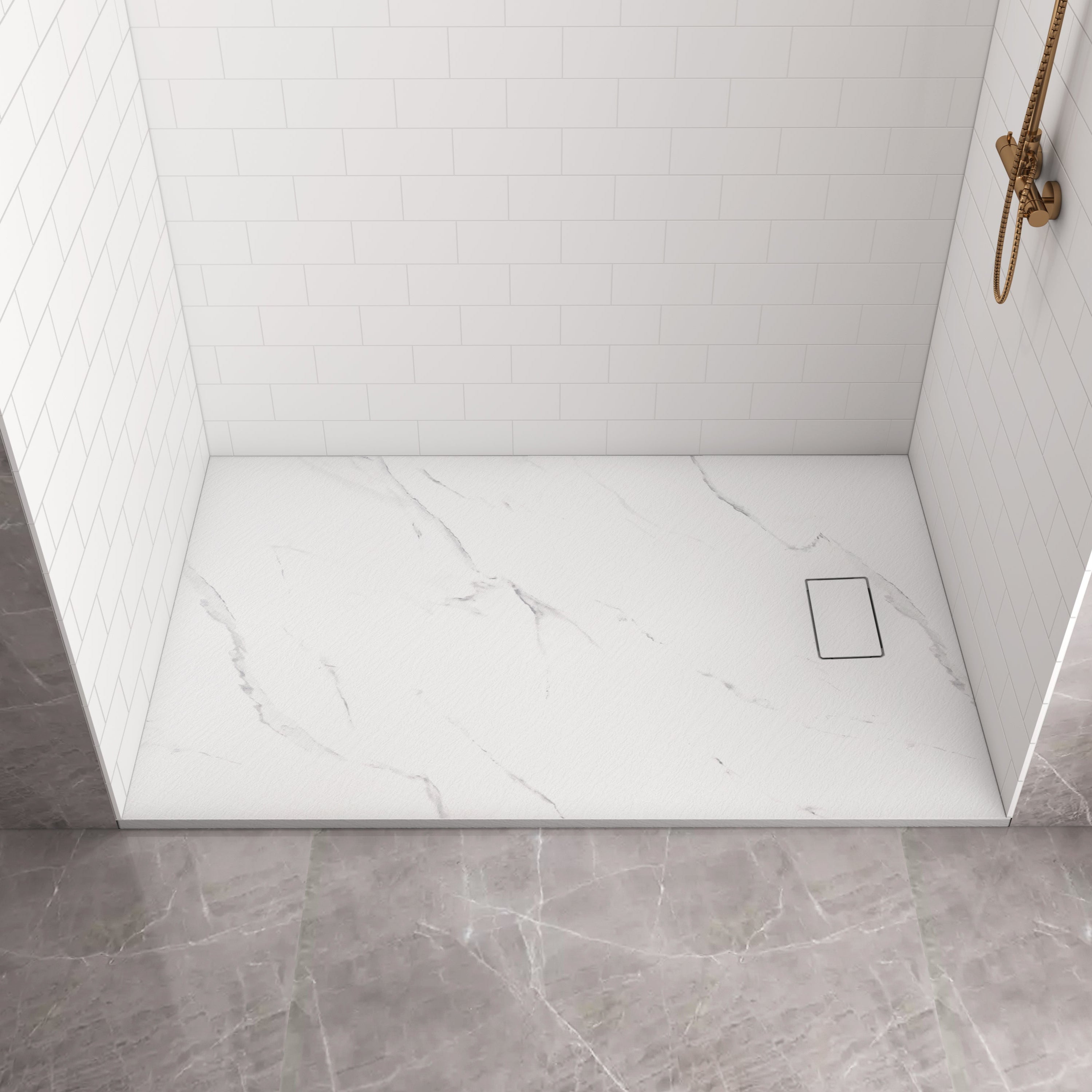Colored Shower Base with Side Drain (No Flange)