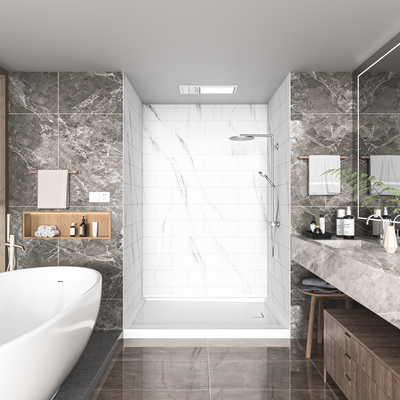 Carrara Marble Series SMC 3-Wall Shower Surround Kit