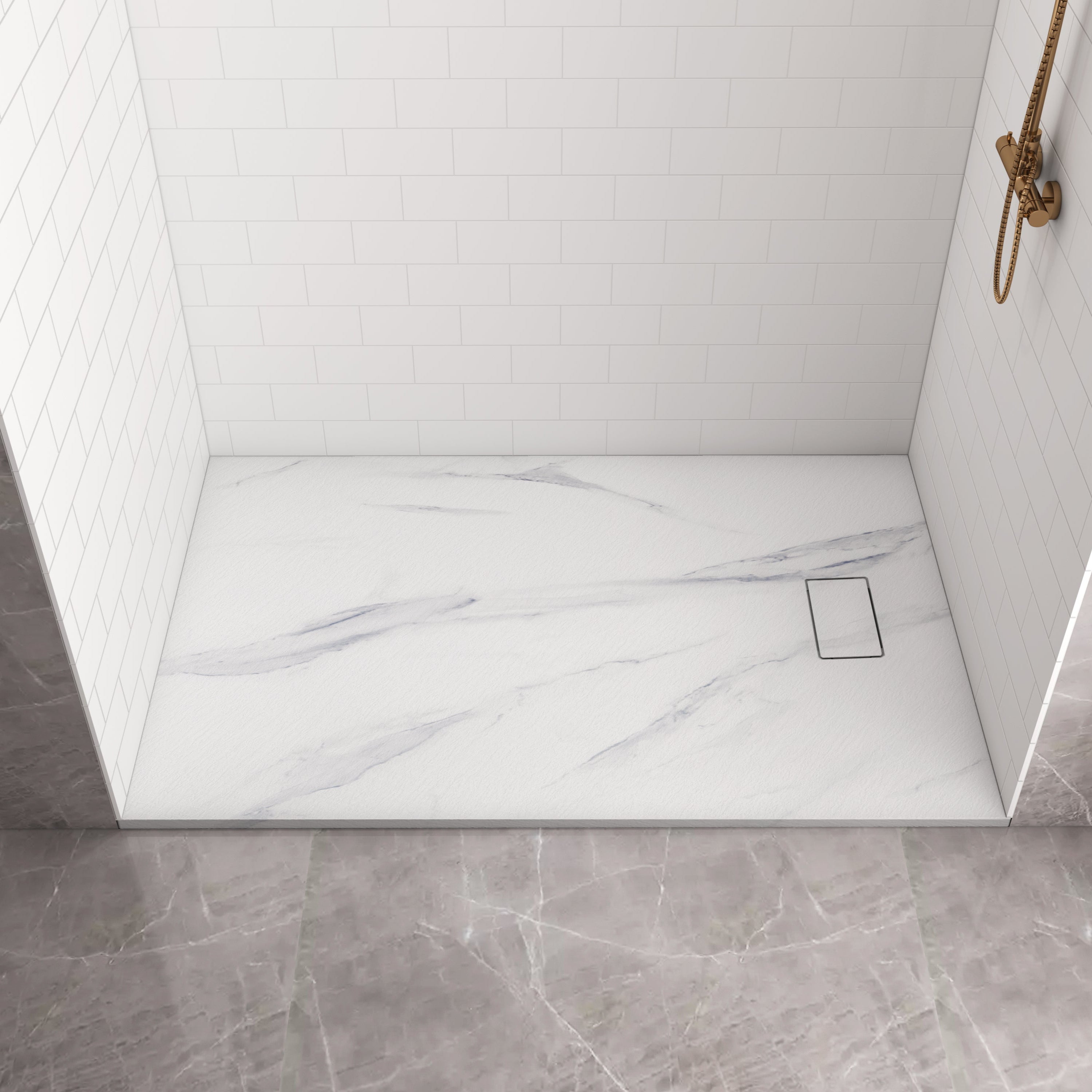 Colored Shower Base with Side Drain (No Flange)
