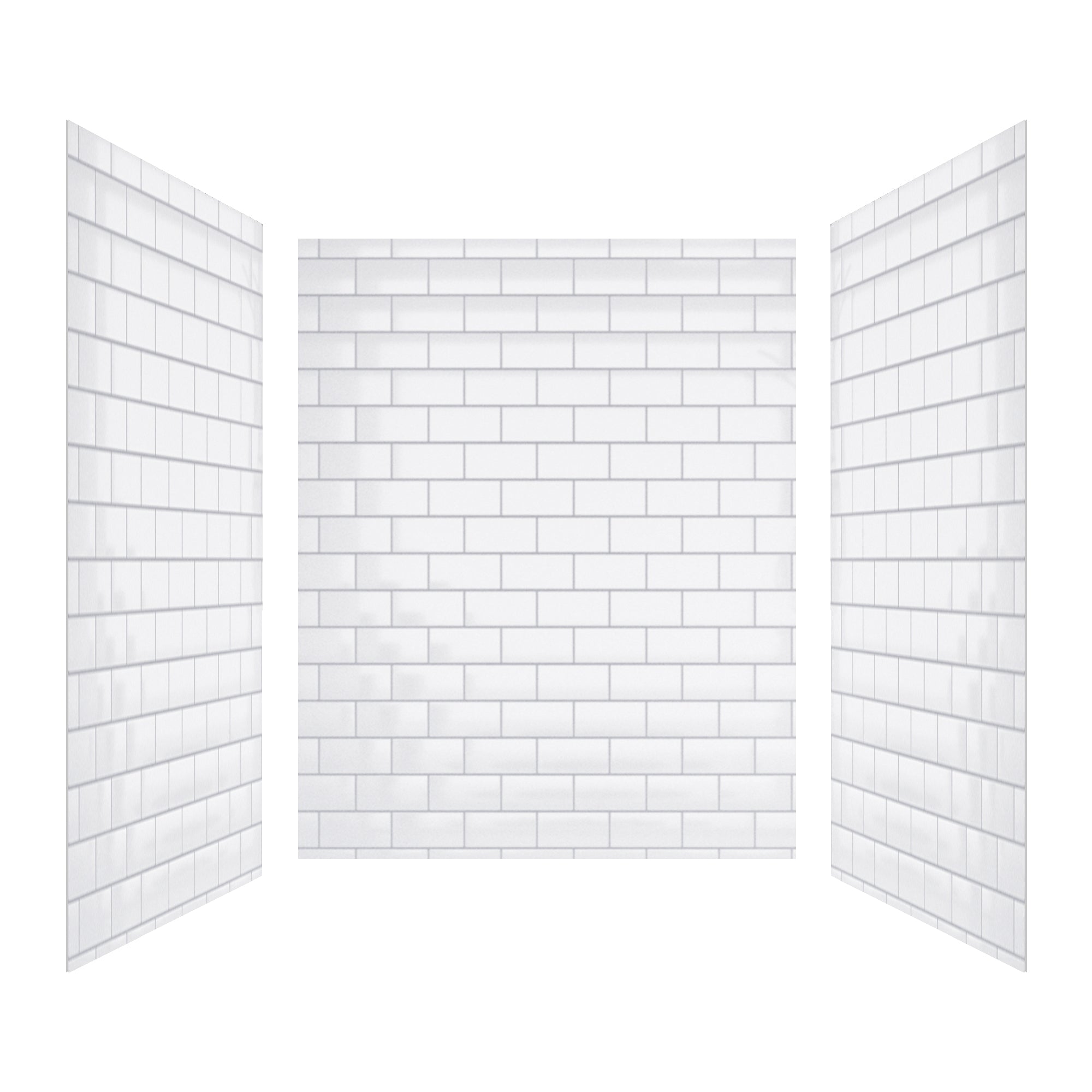 High Gloss Small Subway Tile Solid Series SMC 3-Wall Shower Surround Kit