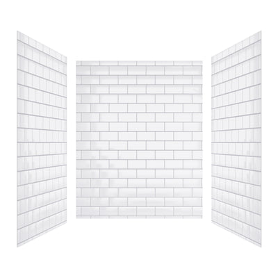 High Gloss Small Subway Tile Solid Series SMC 3-Wall Shower Surround Kit
