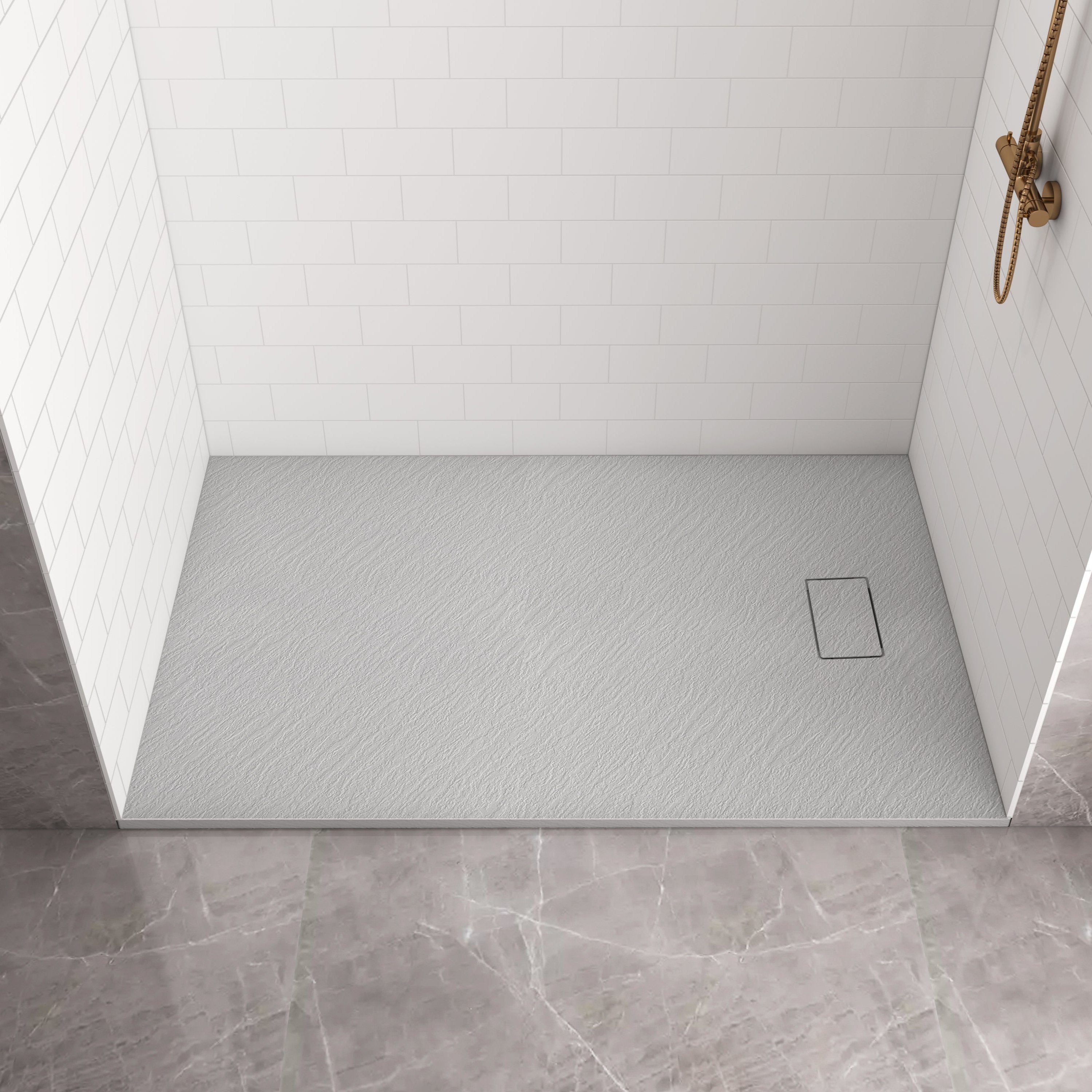 Pure Color Shower Base with Side Drain (No Flange)