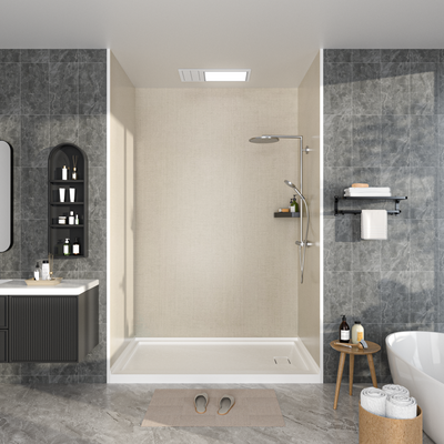 Linen Limestone Marble Series SMC 3-Wall Shower Surround Kit