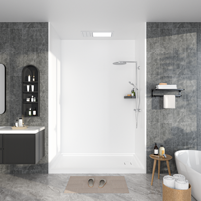 Flat Matt Surface Solid Series SMC 3-Wall Shower Surround Kit